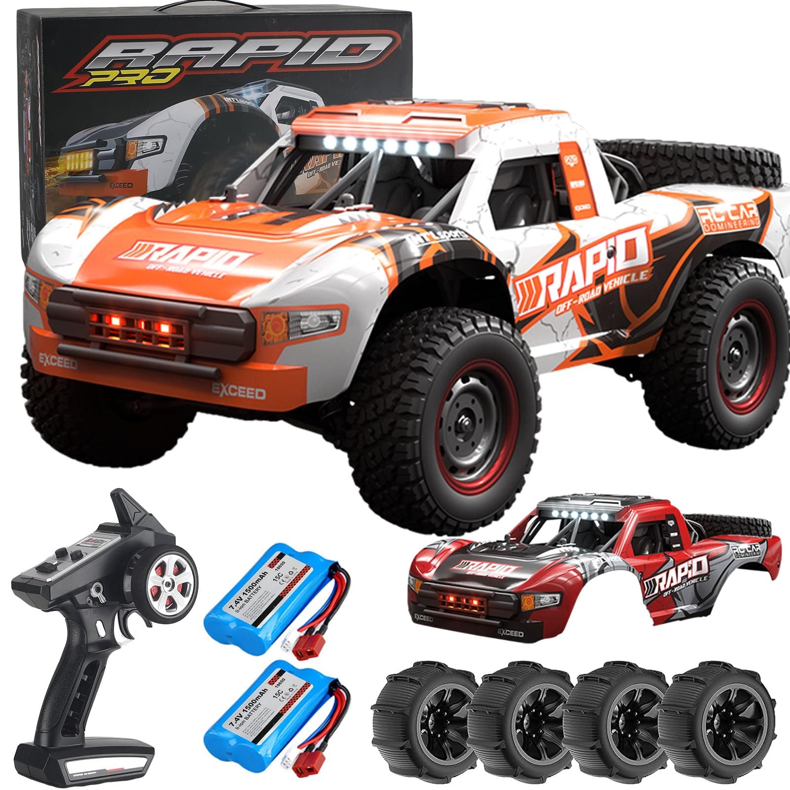 – 1:14 Brushless RC Cars 70 KMH High Speed Remote Control Car All Terrain RC Trophy Truck for Adults Boys 4WD Off-Road RC Buggy Big Short Course Fast Monster Truck (RTR)