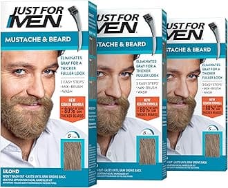 Just For Men Mustache & Beard Brush-In Color Gel, Blond (Pack of 3)