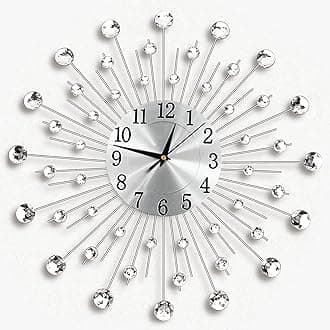 Holdfiturn Crystal Diamond Wall Clocks Modern Wall Clock Flower Wall Clock Silent Metal Clock 45cm for Living Room Bedroom Home Wall Art Decoration