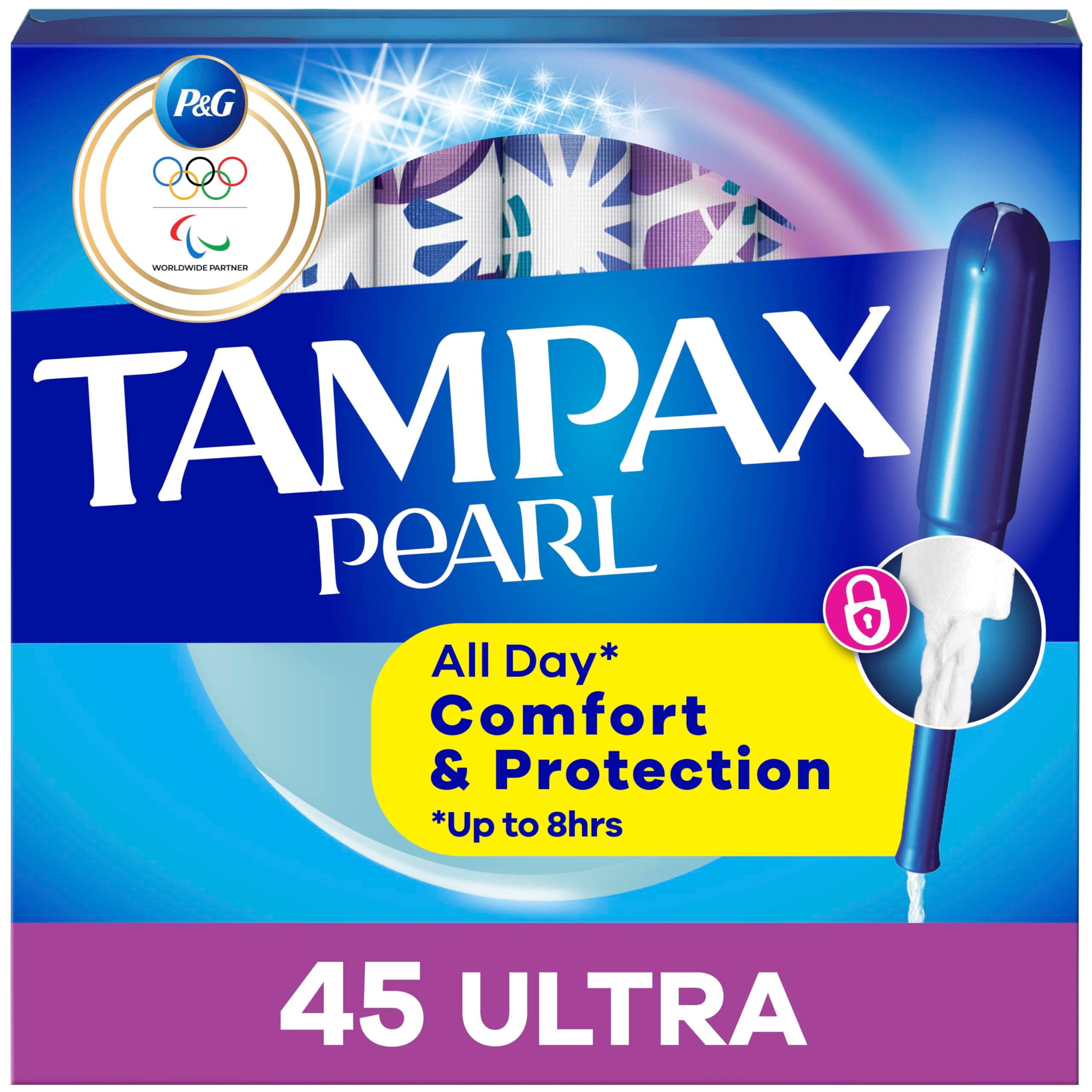 Tampax Pearl Tampons with Plastic Applicator,Ultra 45 Count
