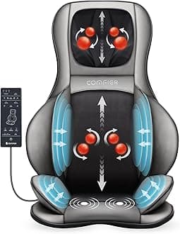 Shiatsu Neck Back Massager with Heat, 2D ro 3D Kneading Massage Chair Pad, Adjustable Compression Seat Massager for Full Body Relaxation, Father's Day Gifts,Dark Gray