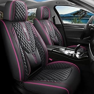 INZU Car Seat Cover 5-Seats Full Set Universal fit, Suitable for Most Cars, SUV, Airbags Compatible with Synthetic Leather Car Seat Cushion Protectors. (Black Rose Line)