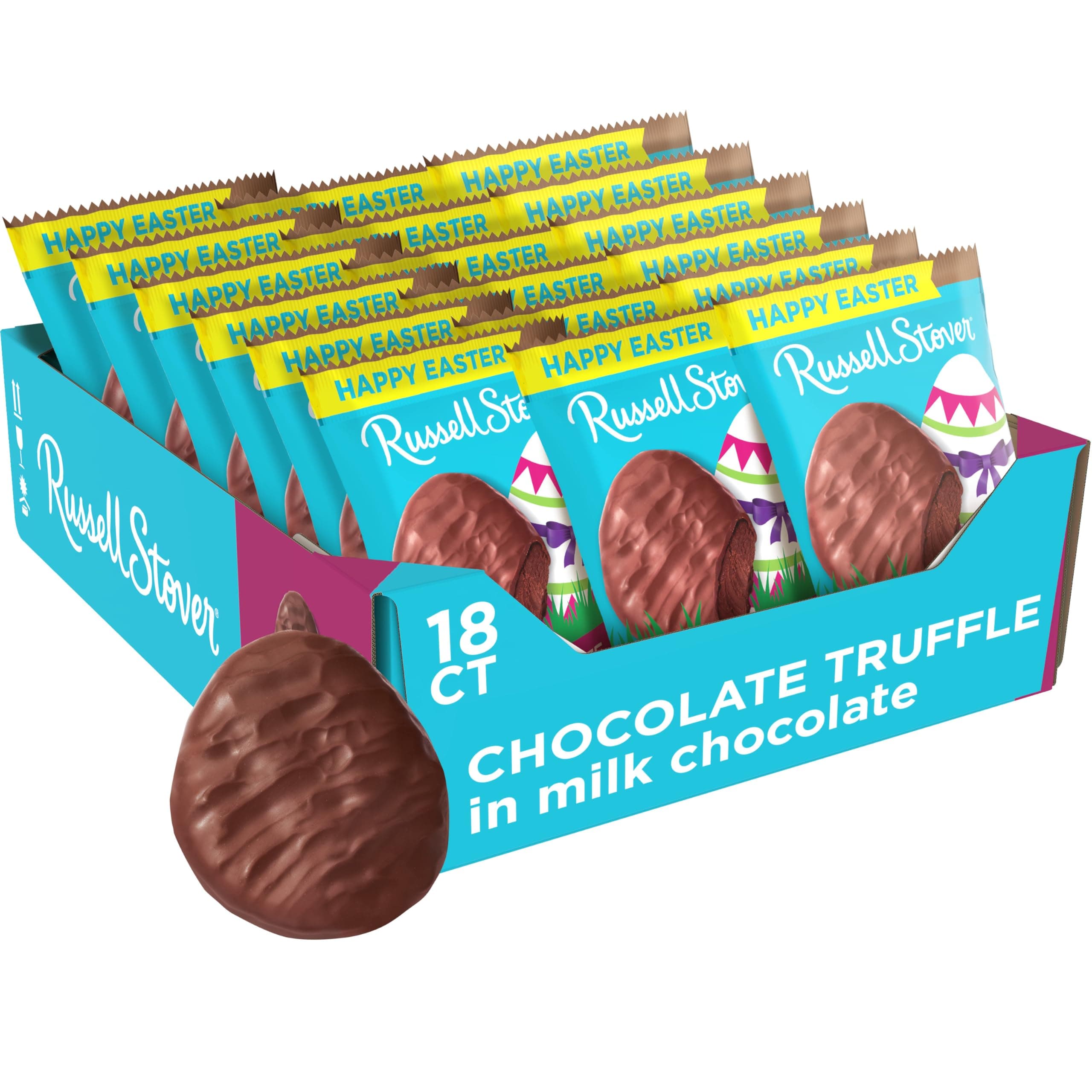 RUSSELL STOVER Easter Chocolate Truffle Milk Chocolate Easter Egg, 1.3 oz. (Pack of 18)