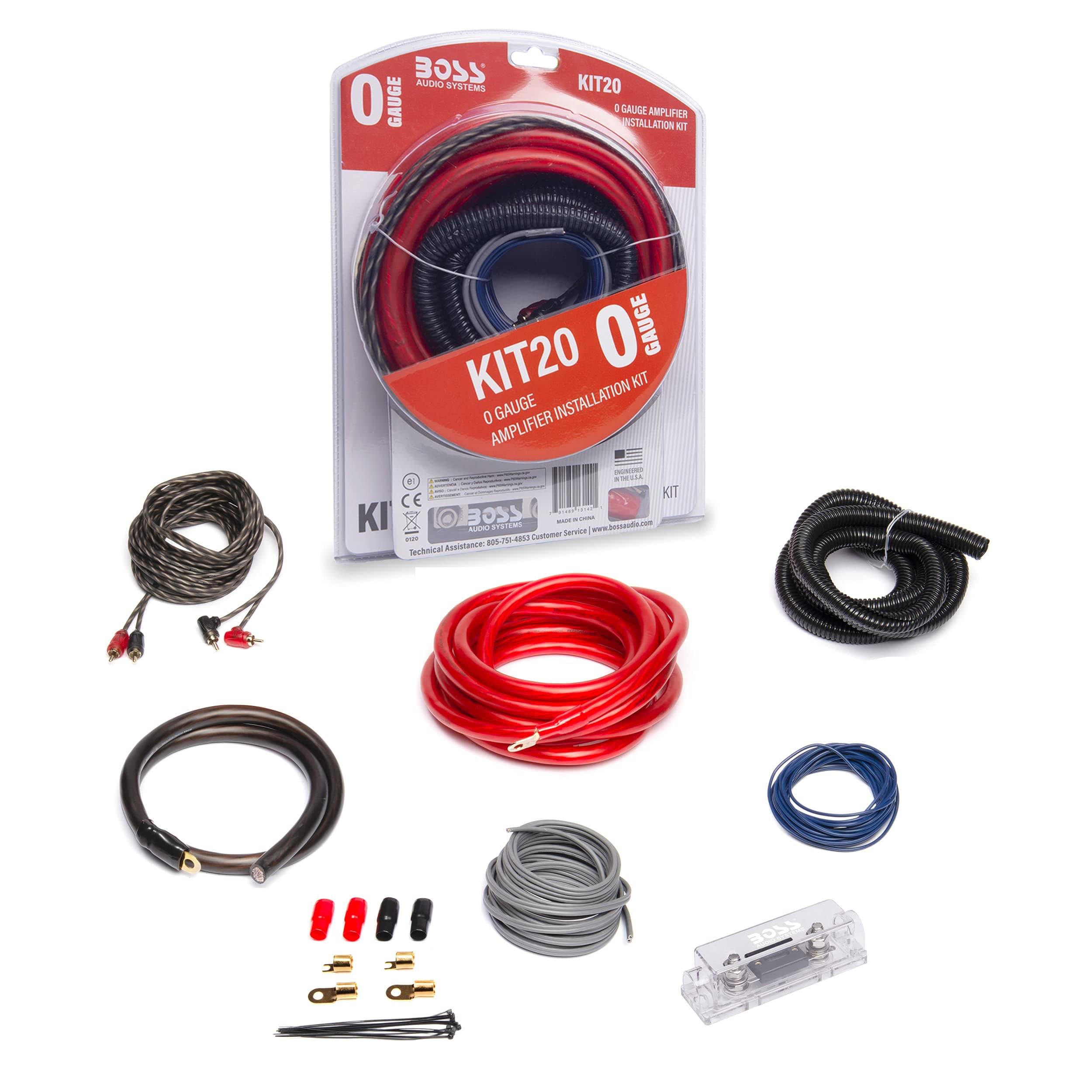KIT20 0 Gauge Amplifier Installation Wiring Kit - A Car Amplifier Wiring Kit Helps You Make Connections and Brings Power To Your Radio, Subwoofers and Speakers