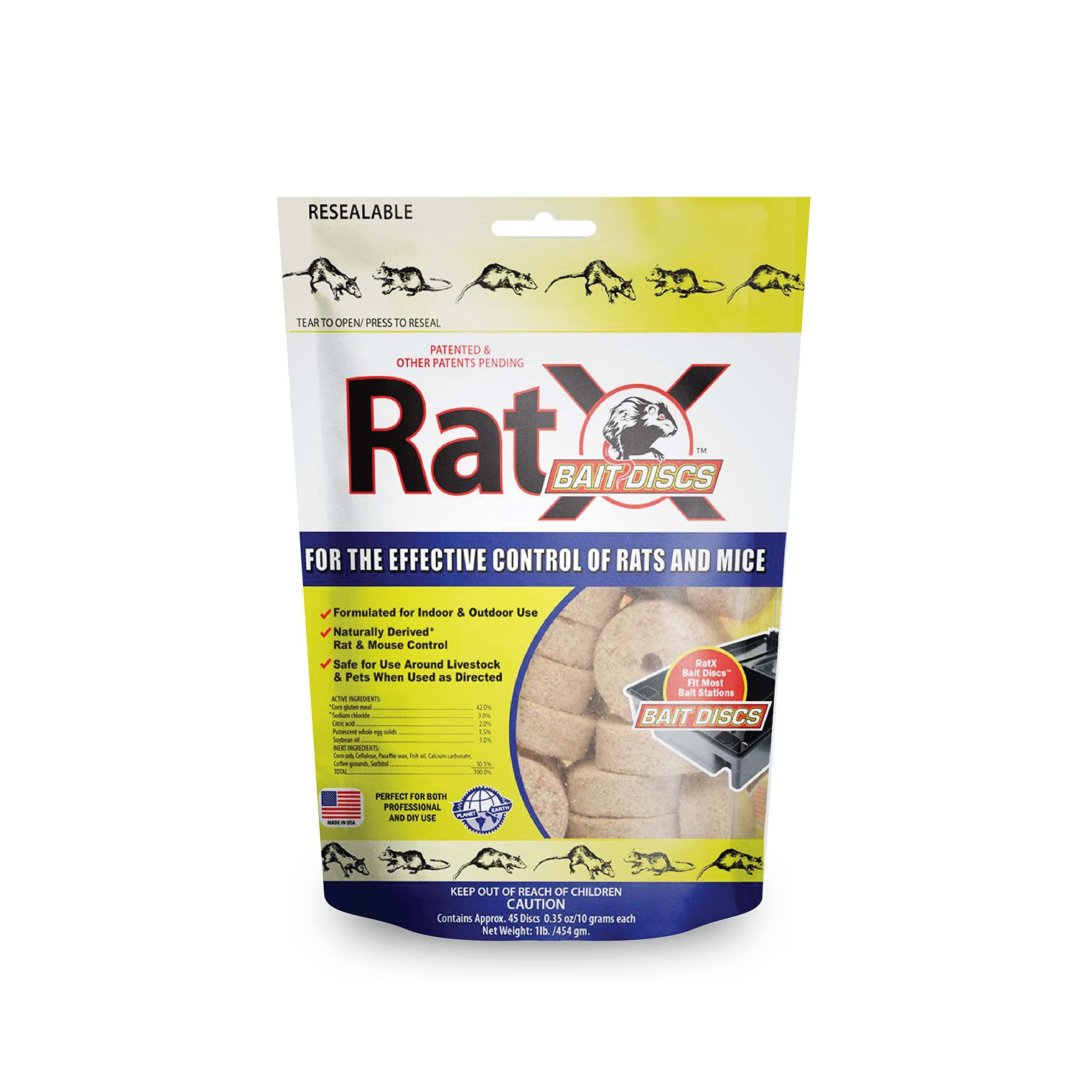 RatX Bait Discs 1 lb. Bag - Contains 45 Discs - for Indoor or Outdoor Use