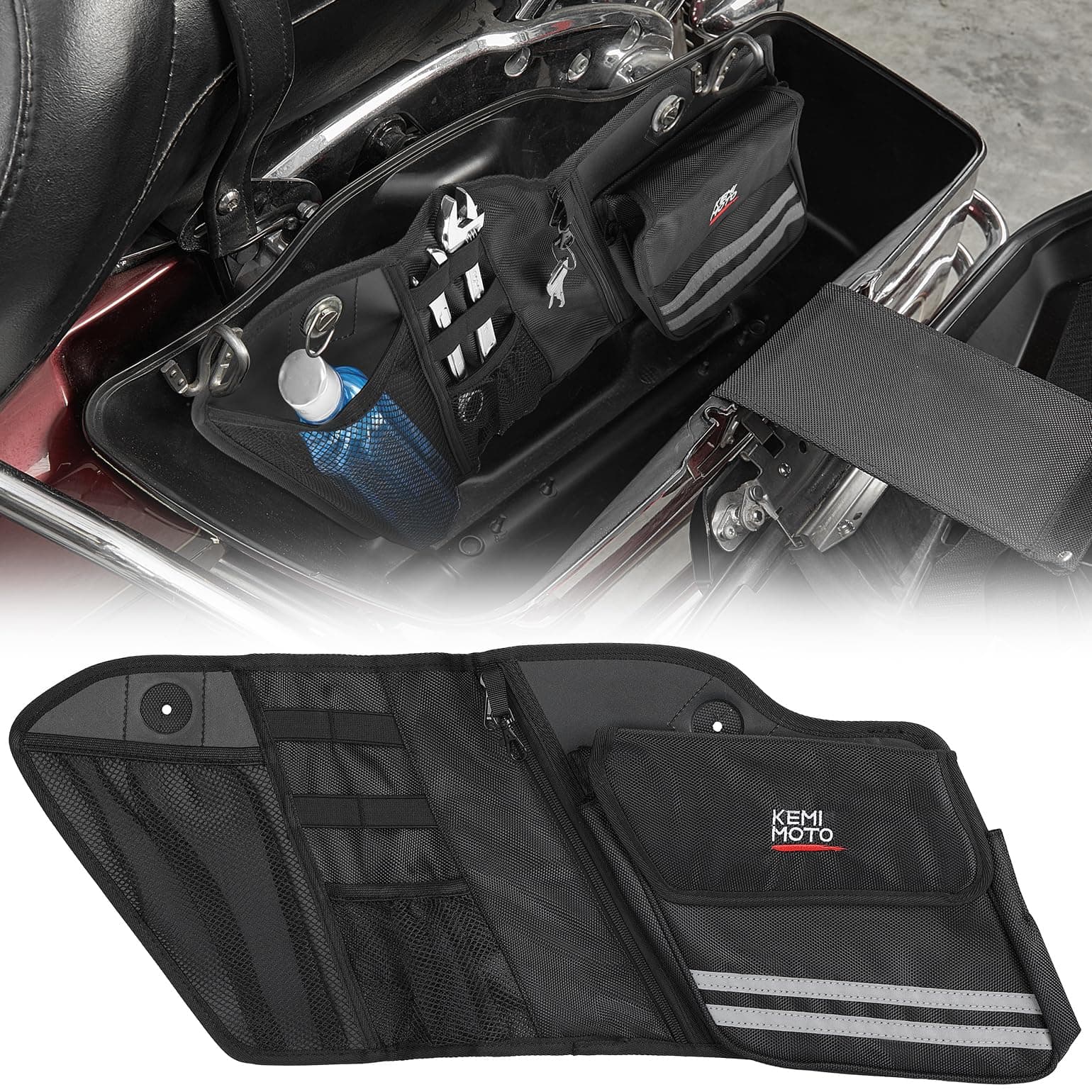 Motorcycle Saddlebag Organizers 2 Pack Compatible with Touring Models 2014-2024 2025 Street Glide Road King 2014-2023 Road Glide Black Saddle Bag Liners