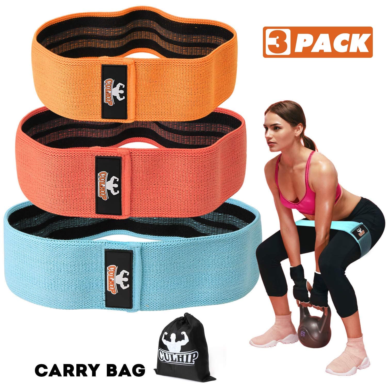 CULBUTT Resistance Exercise Bands for Legs and Butt, Resistance Band Hip Band Booty Bands Wide Workout Bands Resistance Loop Bands Anti Slip Fitness Band Elastic Sports Bands (2019 Upgrade)