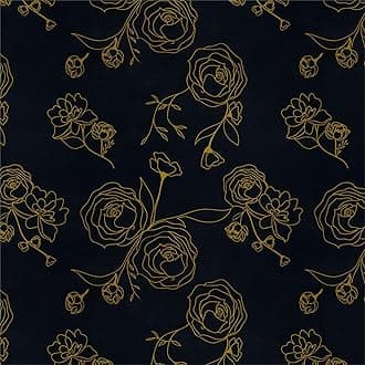 Timeet Peel and Stick Wallpaper Black Contact Paper Golden Rose Floral Line Print Self Adhesive Wallpaper 44x300cm Sticky Back Plastic Roll Removable Waterproof Vinyl Film for Furniture Wall CabinetsGlobal Recycled StandardGlobal Recycled StandardGlobal Recycled Standard