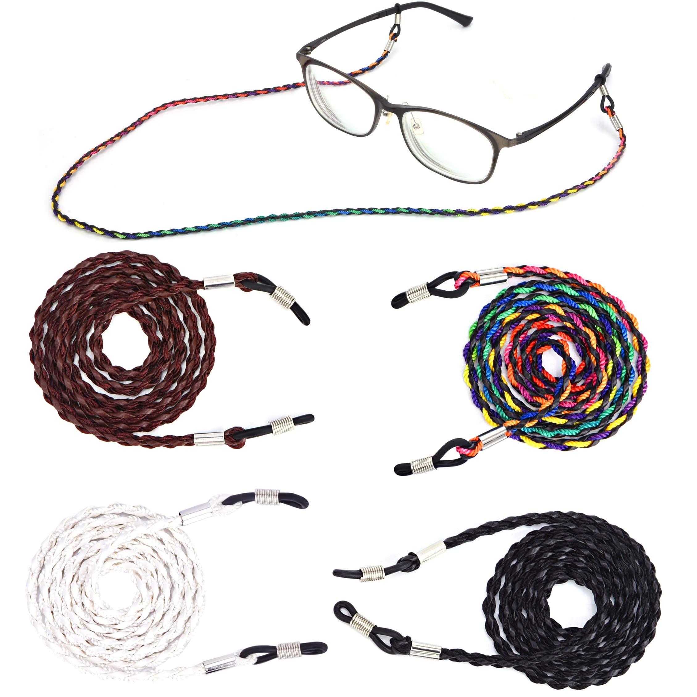 Eyeglass String Holder Chain - Premium ECO Leather Glasses Lanyards Straps Cords - Glasses Holder Necklace Around Neck for Women and Men