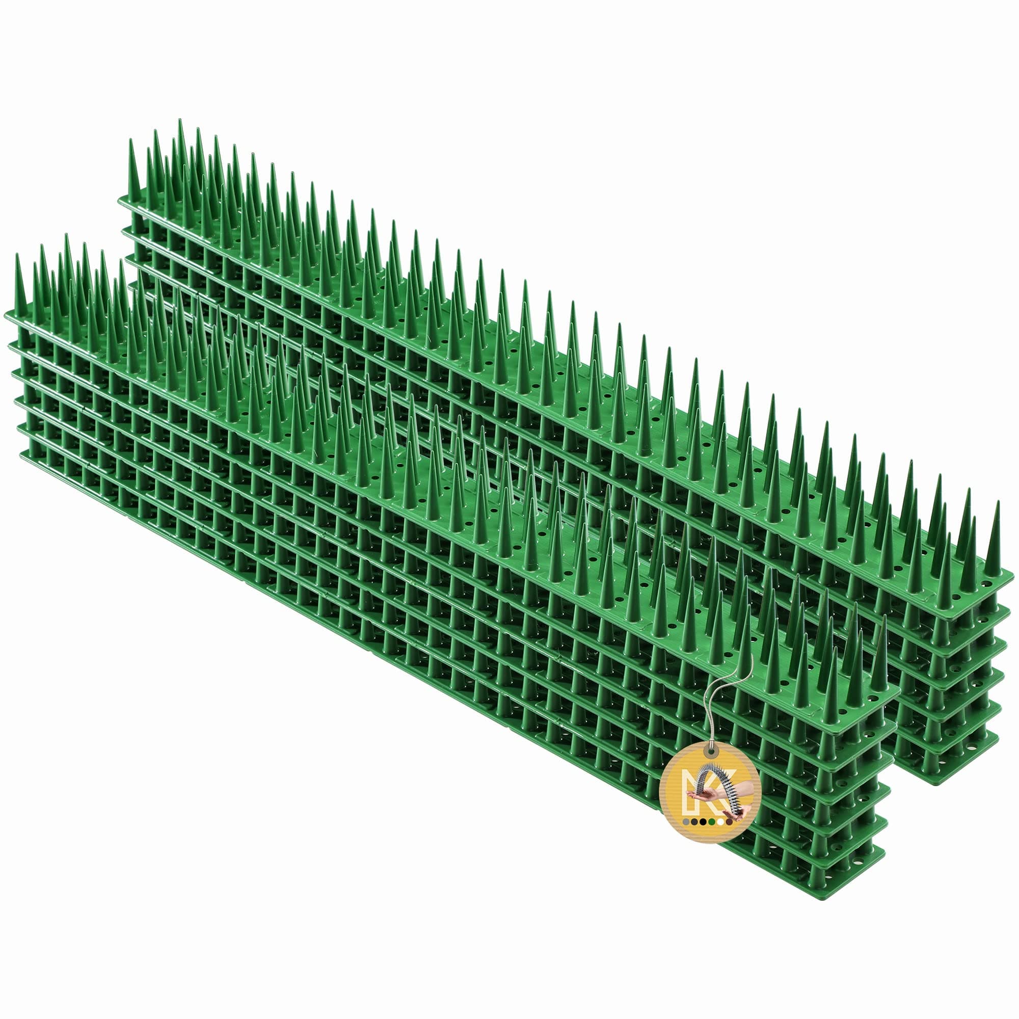 KADAX Plastic Bird Spikes, 51 x 4 x 3 cm, Wall Spikes, Fence Tops Spikes, Pigeon Repellent, Deterrent for Birds, Cats, Anti Climb Spikes, Squirrel Repellent (12, Green)