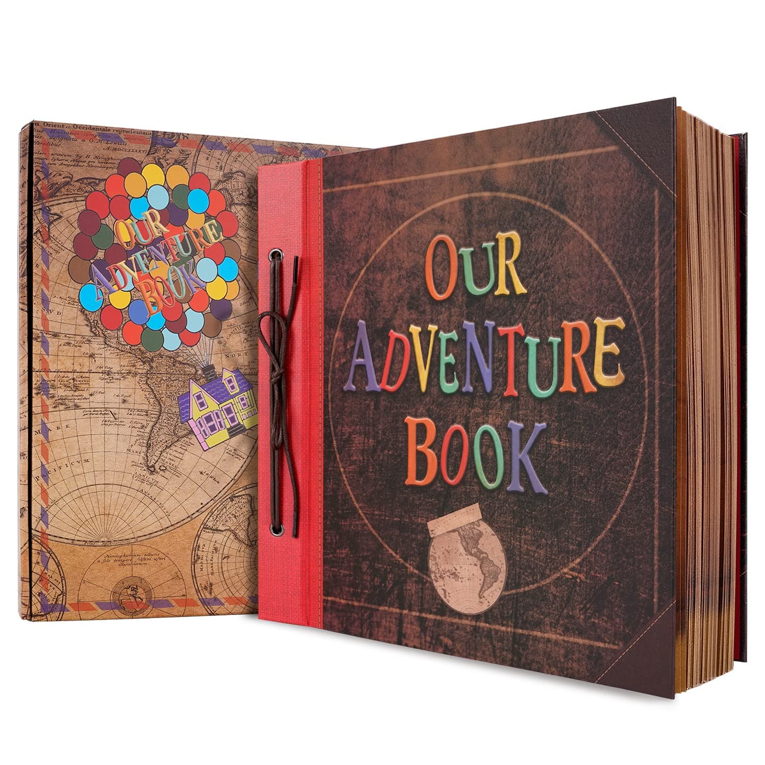 Big Size 12x12 Inch 60 Pages Scrapbook Photo Album,Our Adventure Book 3D Retro Embossed Letter Hard Cover Movie Up Travel Journal Memory Book For Couples,For Best Friend Gift