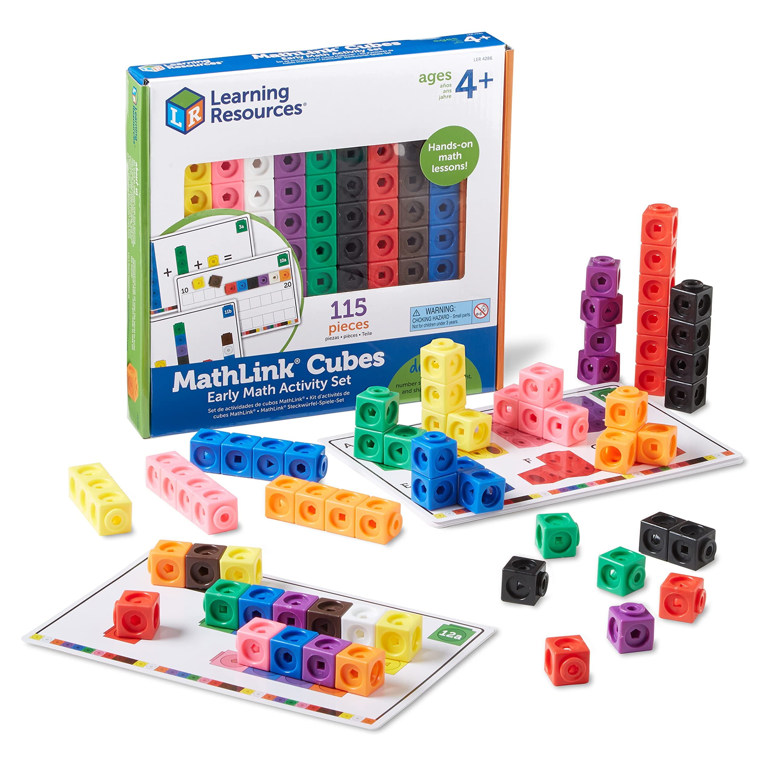Learning Resources MathLink Cubes Early Math Activity Set - 115 Pieces, Ages 4+, Classroom Must Haves, Preschool Activities, Teacher School Supplies, Toddler Montessori Toys, Math Manipulatives