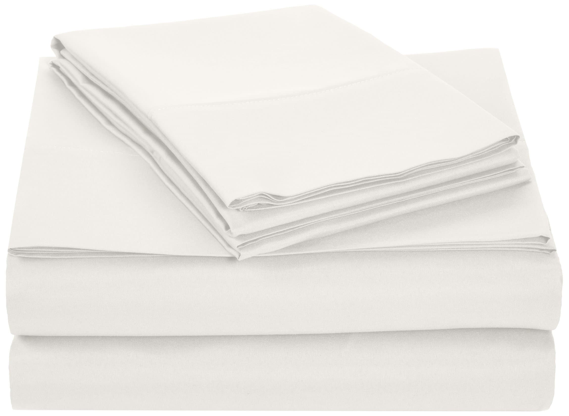 AmazonBasics Microfiber Sheet Set - (Includes 1 bedsheet, 1 Fitted Sheet with Elastic, 2 Pillow Covers) King, Cream