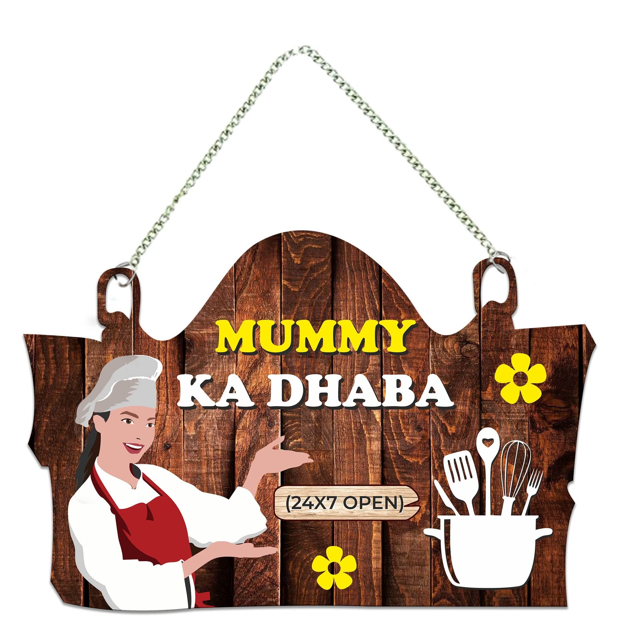 Artvibes Mummy Ka Dhaba Printed MDF Wooden Wall Art For Cafe | Kitchen | Restaurants | Quotes Decor Item | Kitchen Quotes Wall Hanging | Wall Sculpture | Signs & Plaques | Gift Items (WH_3711NNV)