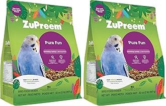 ZuPreem Pure Fun Bird Food for Small Birds, 2 lb Bag | Powerful Blend of Seeds, Natural FruitBlend Pellets, Vegetables, Fruit for Parakeets, Budgies, Parrotlets, Canaries, Finches (Pack of 2)