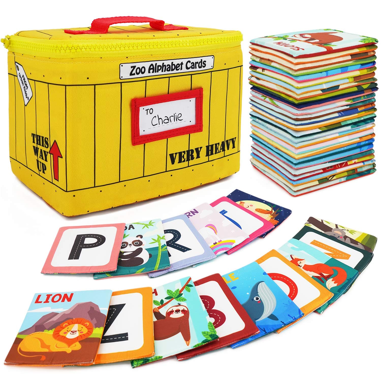 Zoo Alphabet Cards | Soft Alphabet Flash Cards, Educational Early Learning Infant Toys for Babies Infants Toddlers Boys Girls Kids Over 0 1 2 3 Years Old | My First ABC Animal Cloth Cards