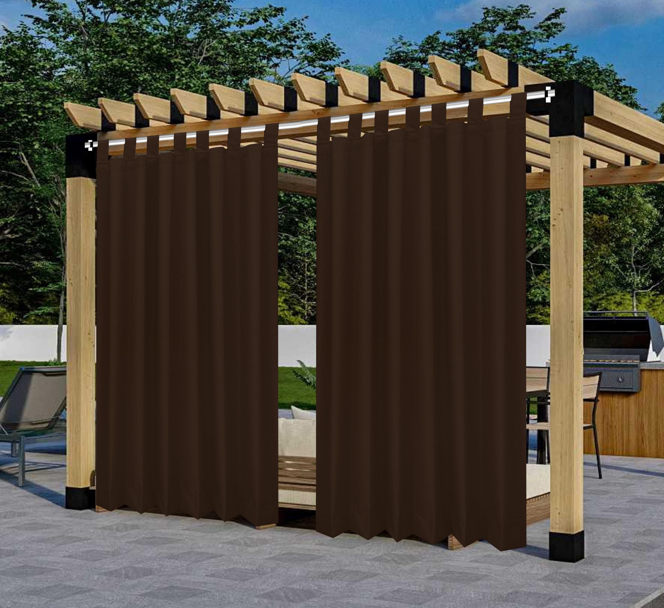 Polyester 300GSM Fabric Waterproof Rain & Sun Blockage Curtains(Coffee 4.5 X 10.5 Feet,Pack of 2) with Top Style Loop Used for Door,Balcony,Outdoor & Indoor Area