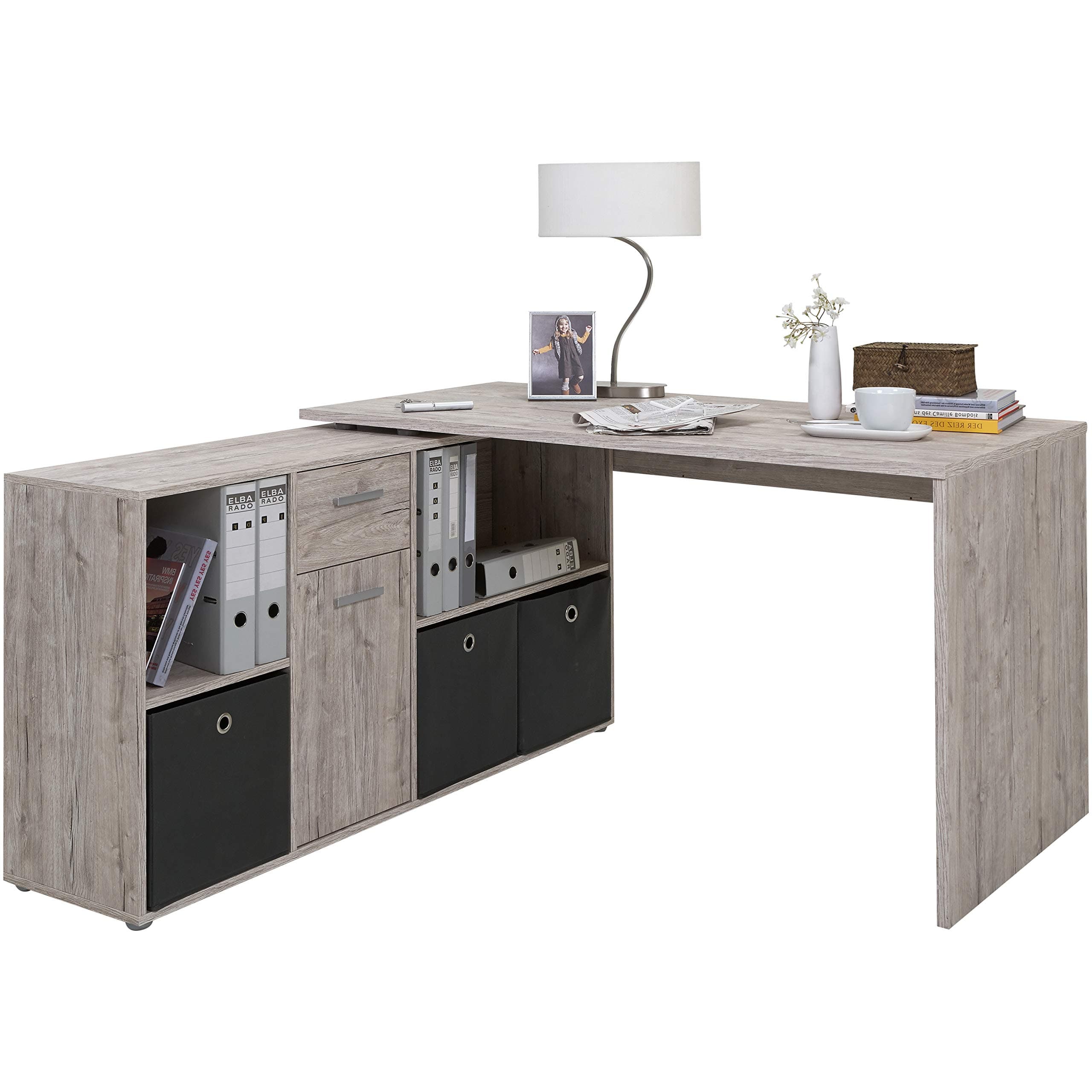 FMD Corner Combination Desk, Wood, Sand Oak