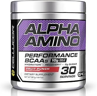 Alpha Amino EAA & BCAA Recovery Powder, Essential & Branched Chain Amino Acids Supplement, Fruit Punch, 30 Servings