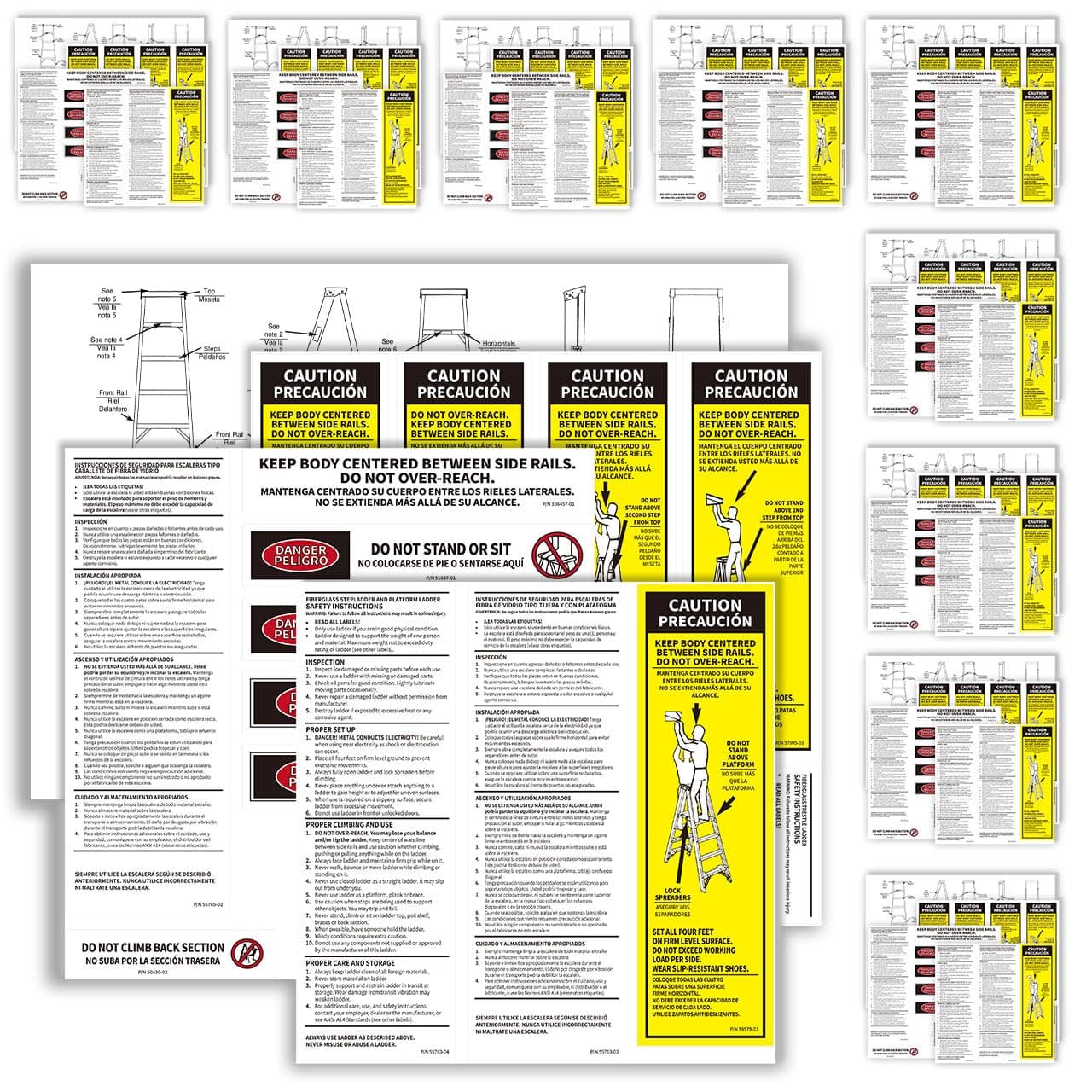 Step Ladder Safety Label Extension Ladder Stickers Replacement Label Kit Compatible with Ladder Inspection Stickers for Werner Fiberglass Extension Ladders (Pack of 10 Sets)