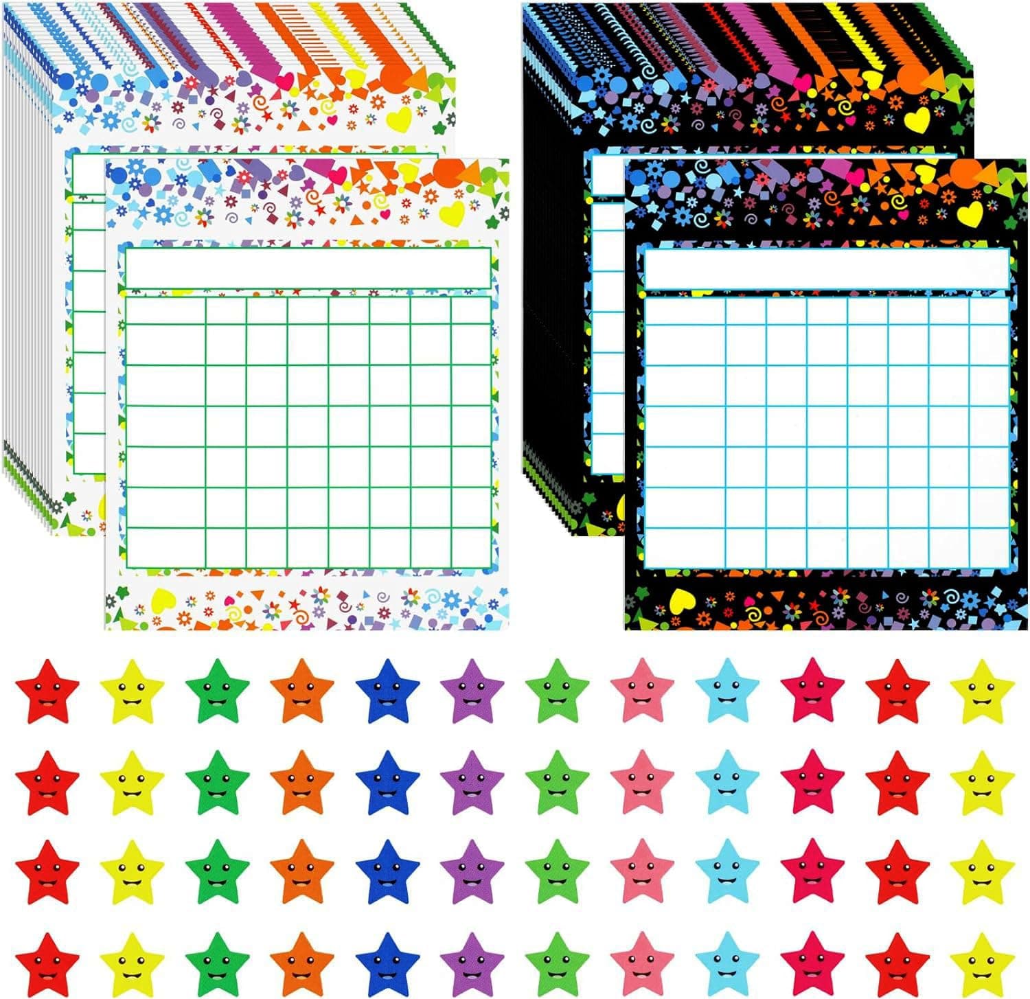 Utron Reward Chart for Kids, Incentive Chart Behavior Chart for Children at Home, 2 Designs with 2160 Star Stickers, Children's Task Chart, Sticker Chart for Child Behavior, 80