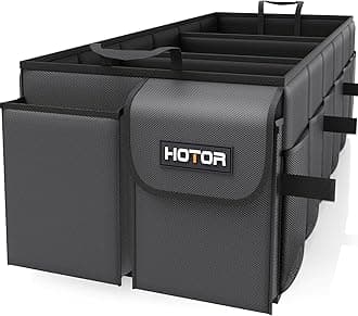 HOTOR Foldable Trunk Organizer - SUV & Sedan, 3-Compartment, 35.4"×14.2"×10.6" Black Car Accessory Organizer