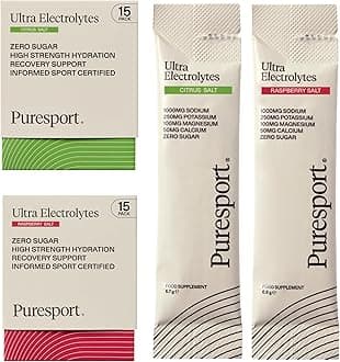 Puresport Ultra Electrolytes Hydration Discovery Pack (30 Pack), Citrus & Raspberry Salt Sachets, Sugar-Free, 1000mg Sodium, Optimise Hydration & Support Muscles, Travel-Friendly Format