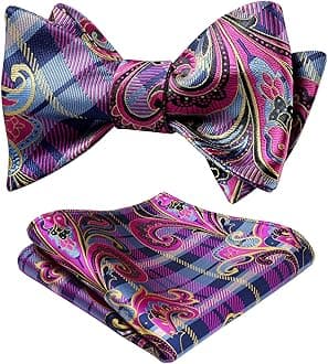 Bow Ties for Men Floral Bowties Mens Self Tie Bow Tie Handkerchief Jacquard Woven Bowtie Pocket Square Set
