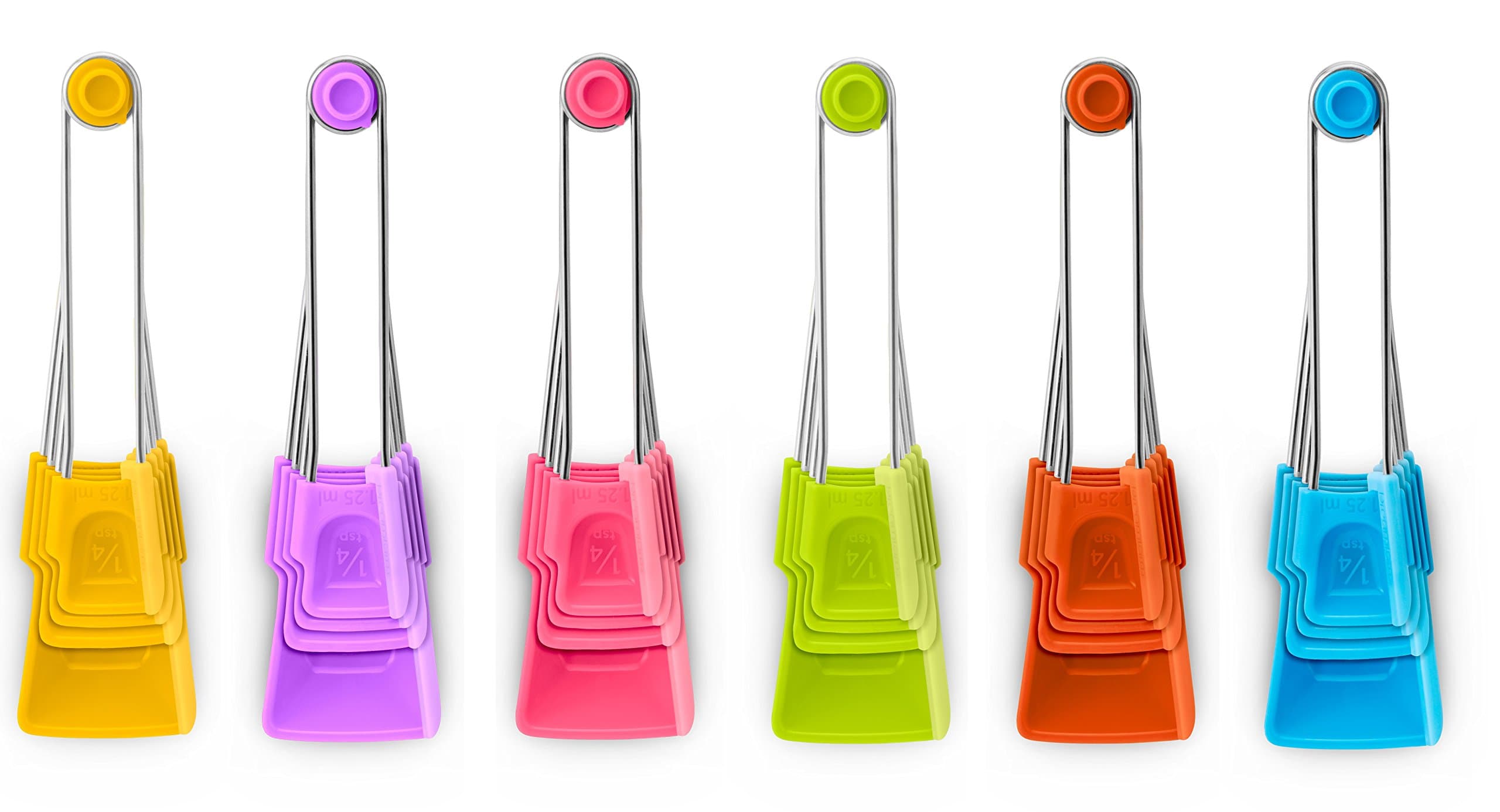 Dreamfarm - Levoons Self-Leveling Measuring Spoons Set for Kitchen and Baking, Set of 4, Assorted Colors