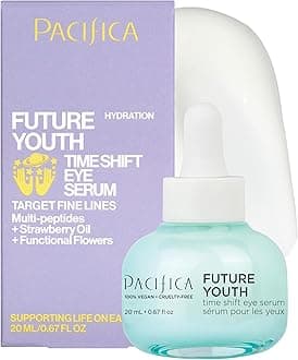 Pacifica Future Youth Time Shift Eye Serum – Peptide Eye Serum for Fine Lines & Dark Circles, Lifting & Firming Under Eye Treatment w/Flora + Peptide-11, Unscented Hydrating Gel for All Skin Types
