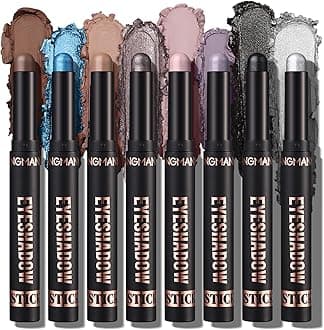LANGMANNI 8Pcs Eyeshadow Stick Gift Set,Soft Smooth Cream With Matte Earth & Metal Colors, Waterproof & Long-Lasting, Beauty & Personal Care Eye Shadow Stick For Daily Makeup & Special Occasions (#C)