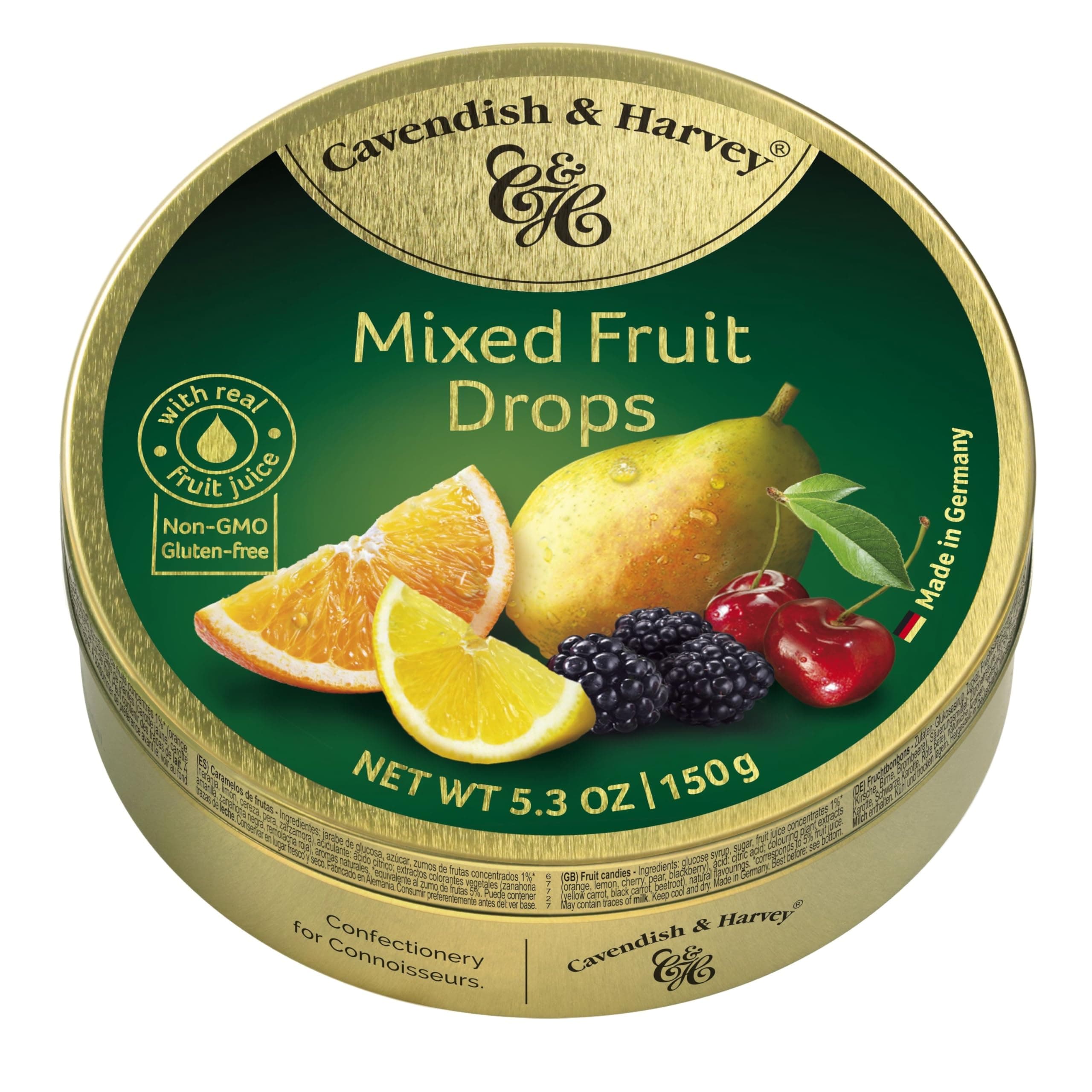 Cavendish & Harvey Fruit Candy Tin, Mixed, 5.3 Ounce