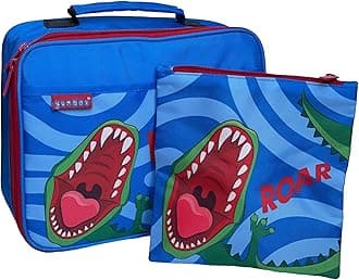 Yumbox Dinosaur Set - Insulated Kids Lunch Bag + Reusable Sandwich Bag Set - Fits Bento Boxes - Water Resistant, Lightweight, Easy to Clean - Dino Print - School Lunchbox for Boys & Girls