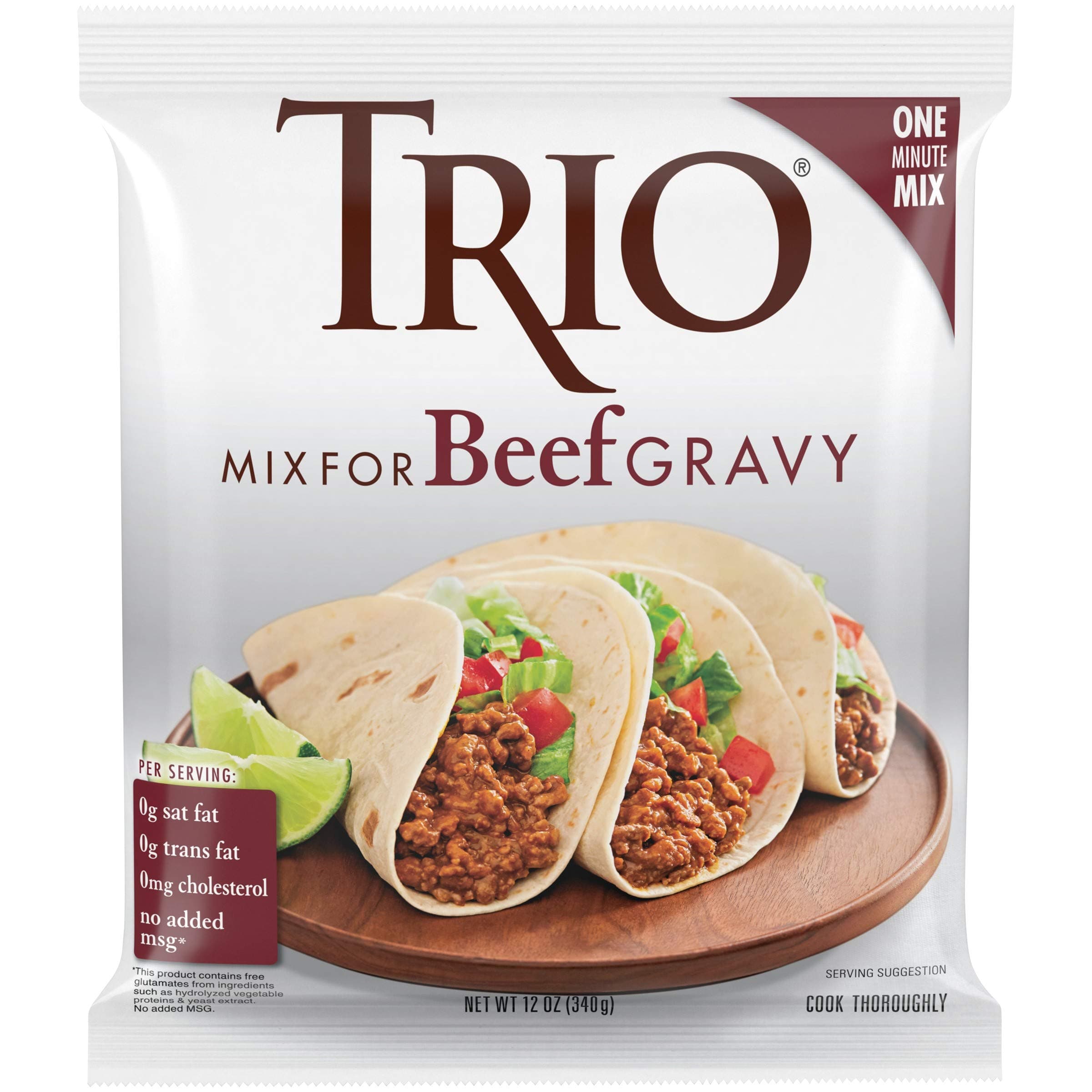 Trio Beef Gravy Mix, Just Add Water, 12 oz Packet (12 Packs Total)