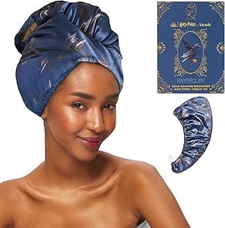 Harry Potter x Satin Microfiber Hair Towel Wrap for Women - Super Absorbent, Quick Dry, Anti-Frizz, for Long & Short Hairs, Turbans for Women, Hair Wrap - Hufflepuff - Ravenclaw