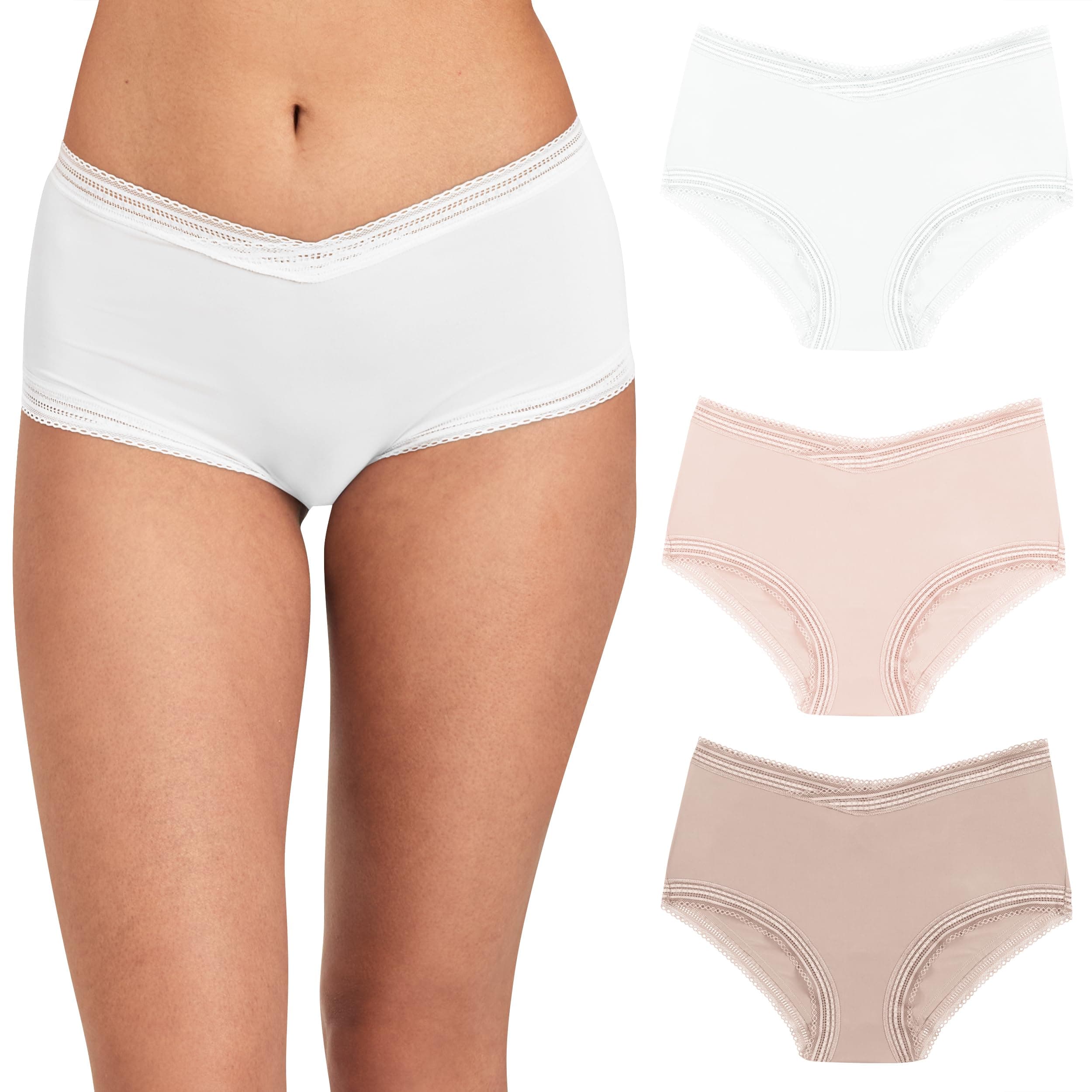 MaidenformWomen's Microfiber Underwear, Modern Full Coverage Boyshort Panty, 3-Pack