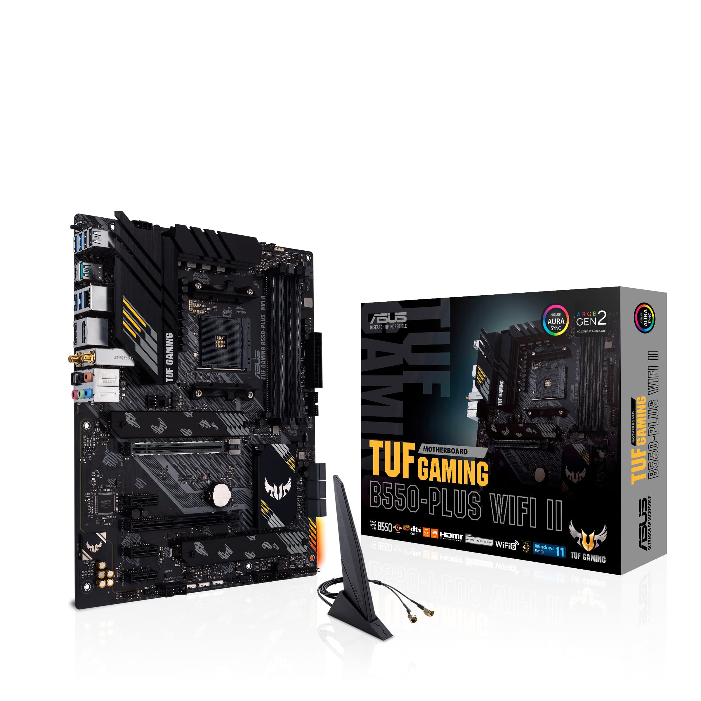 TUF Gaming B550-PLUS WiFi II AMD AM4 (3rd Gen Ryzen™) ATX Gaming Motherboard (PCIe 4.0, WiFi 6, 2.5Gb LAN, BIOS Flashback, USB 3.2 Gen 2, Addressable Gen 2 RGB Header and Aura Sync)