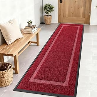 OLANLY Front Door Mat Indoor Outdoor Entrance, Waterproof All-Season, All-Weather Doormat, Sturdy Natural Rubber, Fade Resistant, Low Profile, Easy Clean Patio Porch Entryway Mat, 71x23, Wine Red