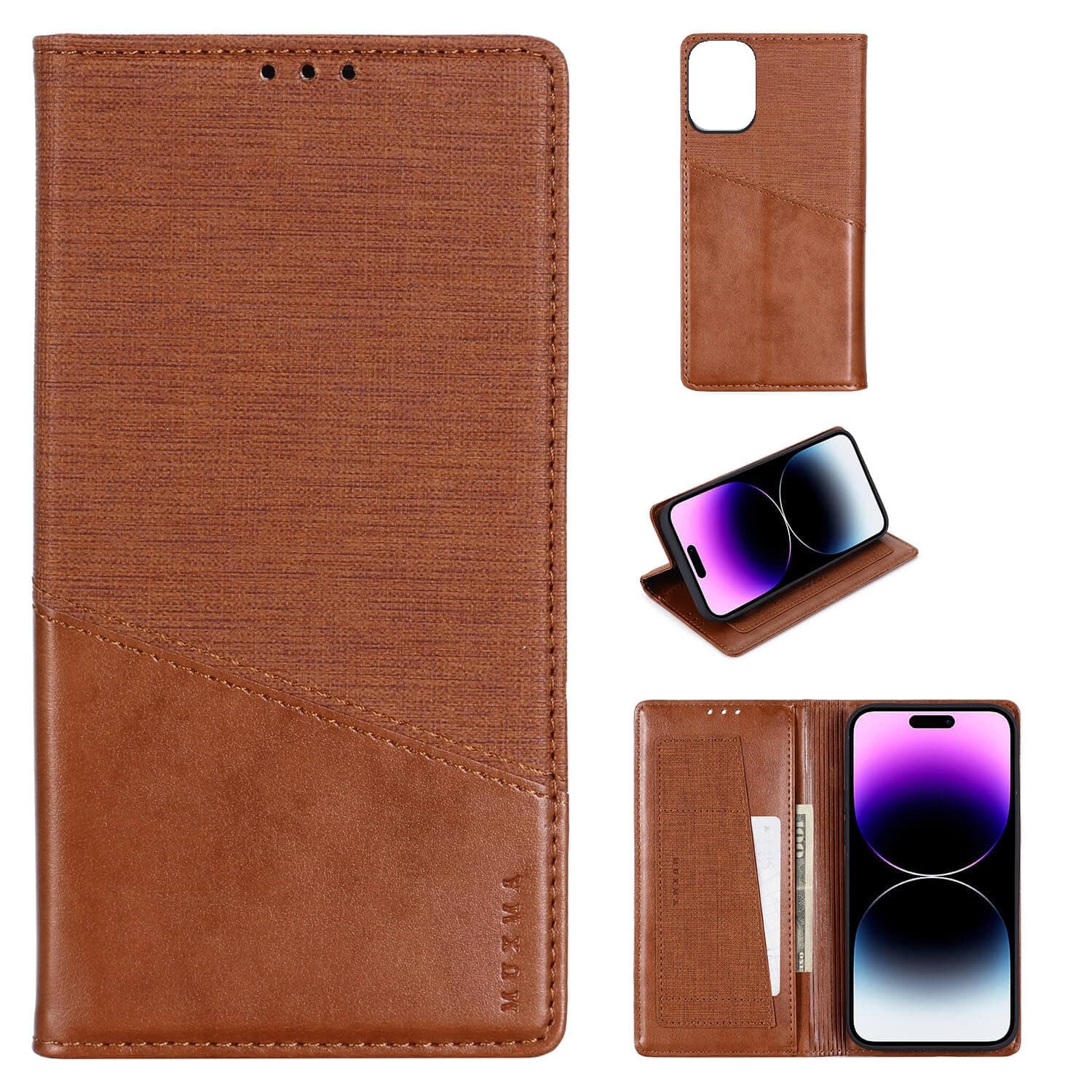 Compatible with Vivo X70 Pro Plus 5G Case,Compatible with Vivo X70 Pro Plus 5G Flip Kickstand Wallet Cover Magnetic Closure Brown