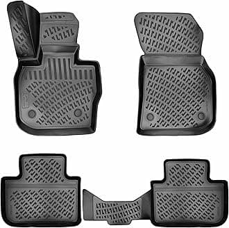 BMW X3 2018-2024 & X4 2019-2024 Floor Mats 3D Custom Fit Compatible with BMW X3 & X4 Rubber Car Mats Laser Measured 1st & 2nd Row Floor Liners All Weather TPE (Front & Rear, Black)