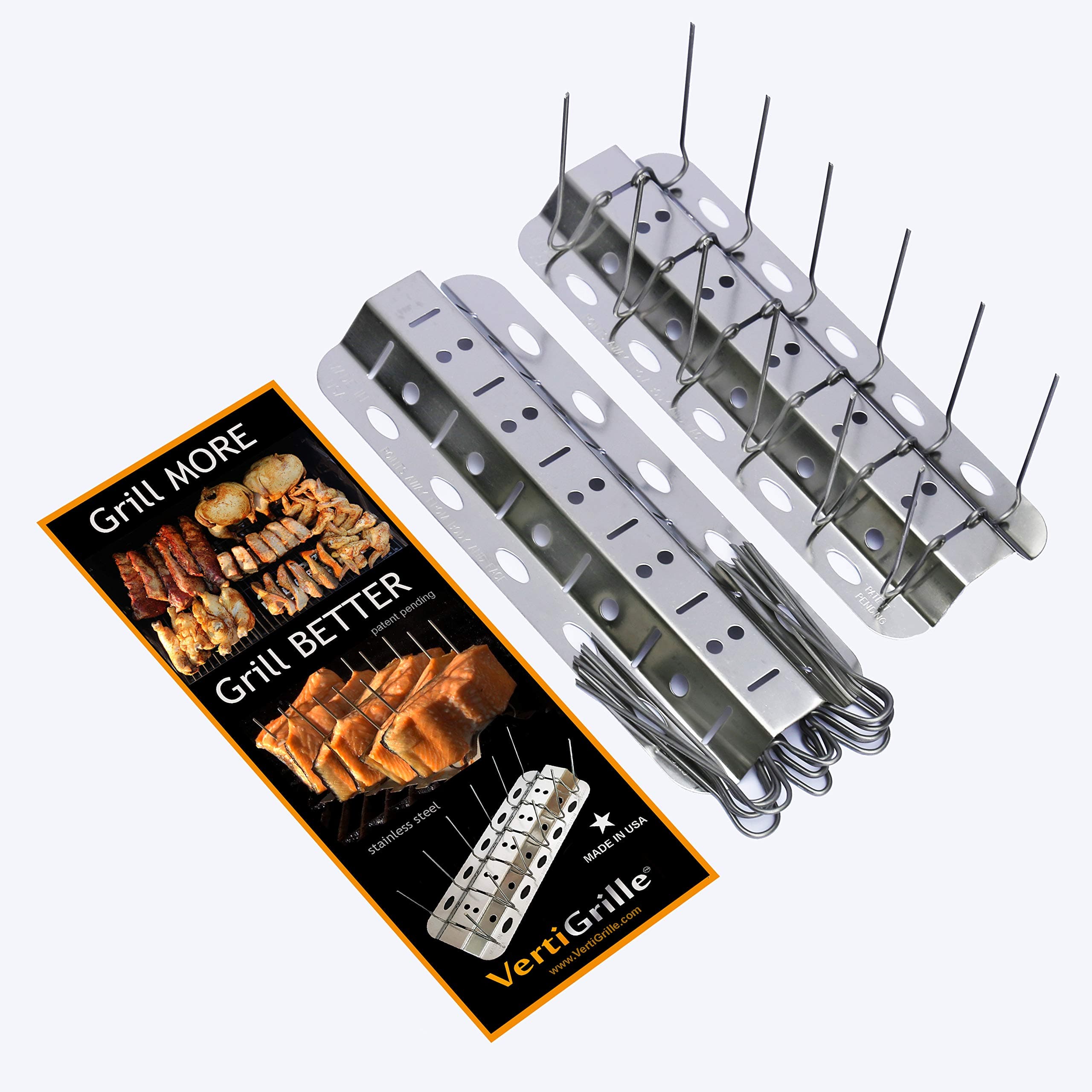 VERTIGRILLE® Chicken Wing Rack for Crispy Wings – 2Pack (24 Skewers), Air Fryer, Grill, Oven, Ribs & Salmon – Multi-Use BBQ Rack