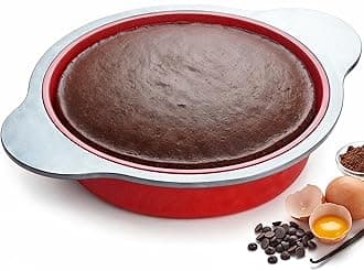 Boxiki Kitchen 9 Inch Non-Stick Silicone Round Cake Pan with Steel Frame Handles - Perfect for Baking Delicious Round Cakes