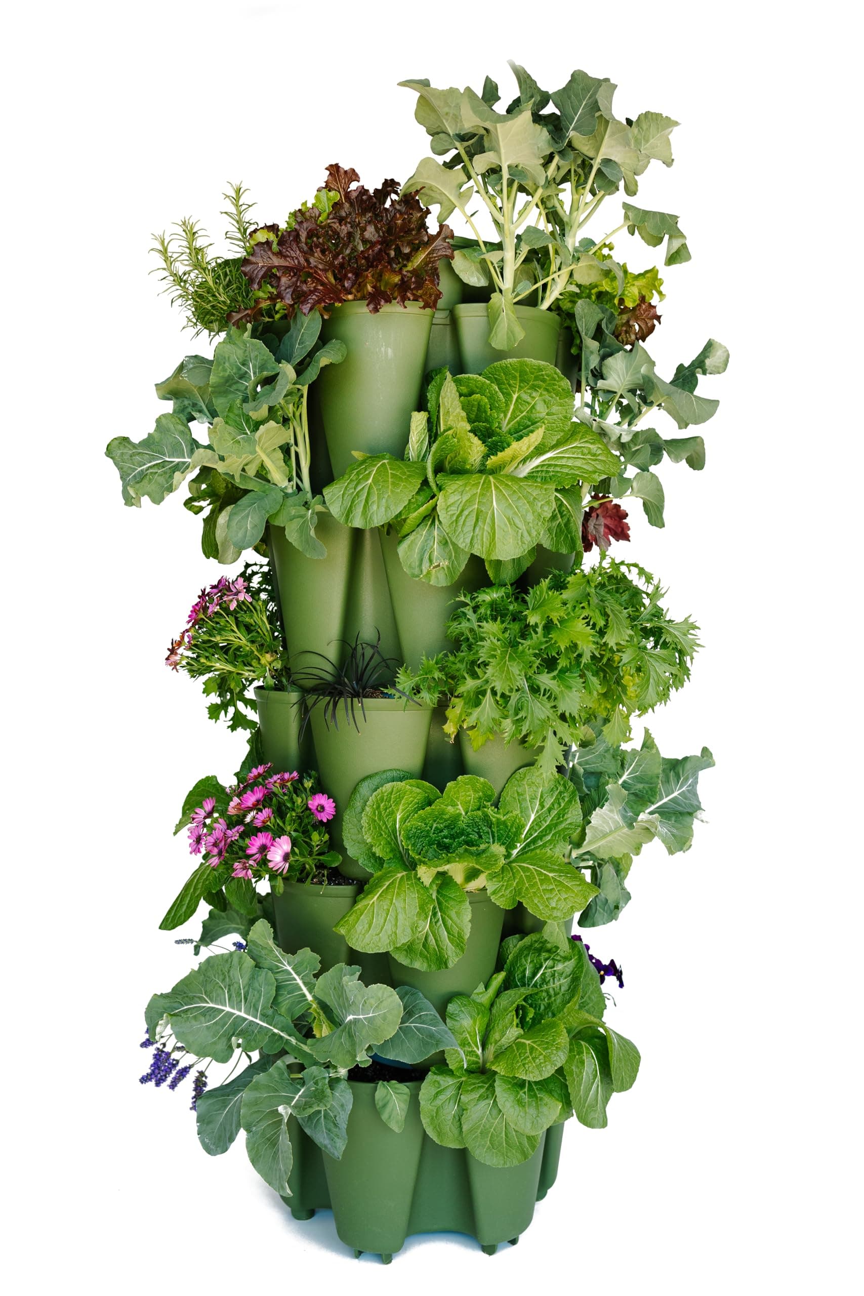 Patented Large 5 Tier Vertical Garden Planter with Patented Internal Watering System Great for Growing a Variety of Strawberries, Vegetables, Herbs, & Flowers (Evergreen)