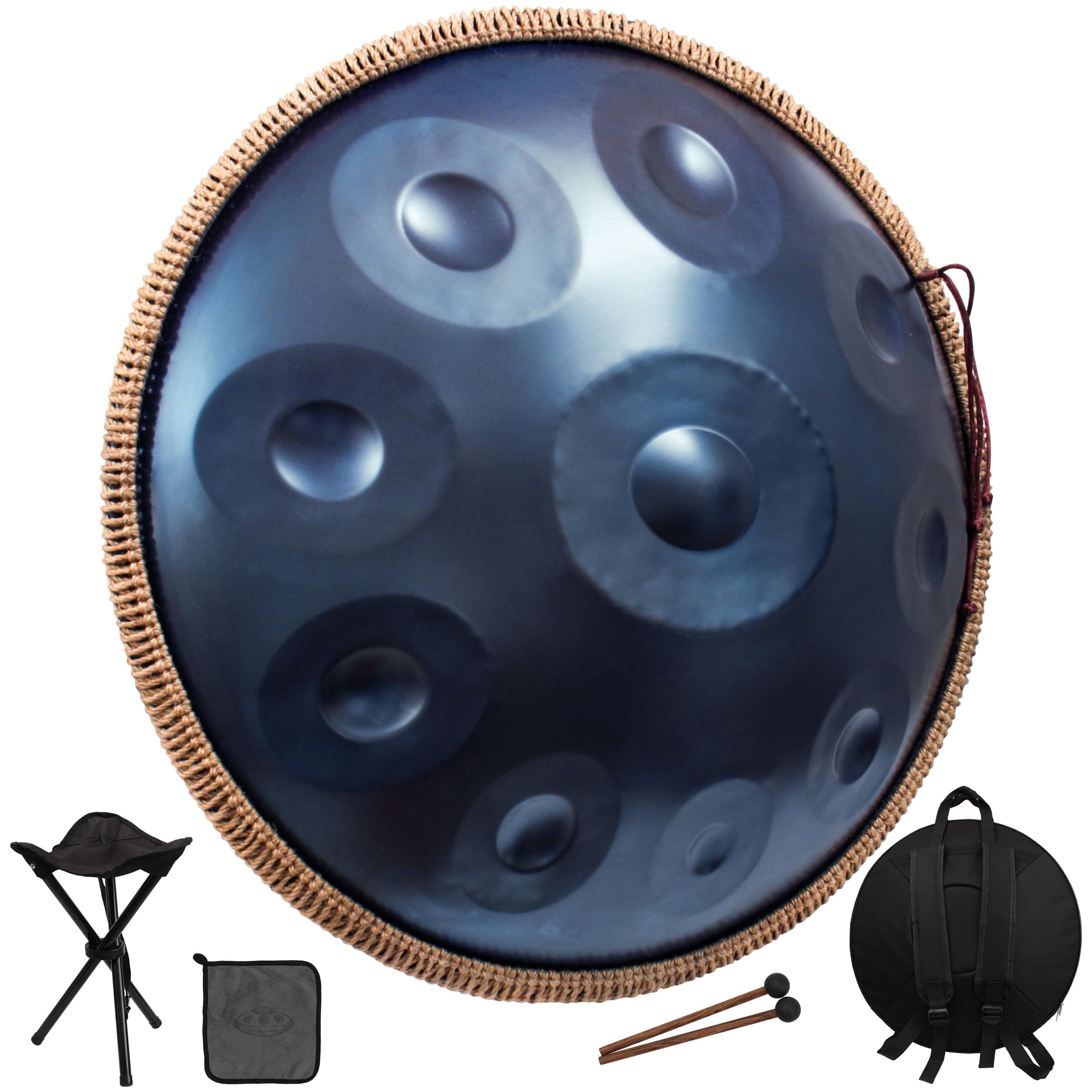 Handpan 432 HZ 22 Inch D Minor Kurd 10 Notes Drum Instrument for Professional Performance, Sound Drums for Adults (Blue)