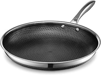 Hybrid Pan, Diameter 30 cm, Stainless Steel Pan with Honeycomb Structure, Frying Pan for All Types, Including Induction, Non-Stick Pan, Oven & Dishwasher Safe
