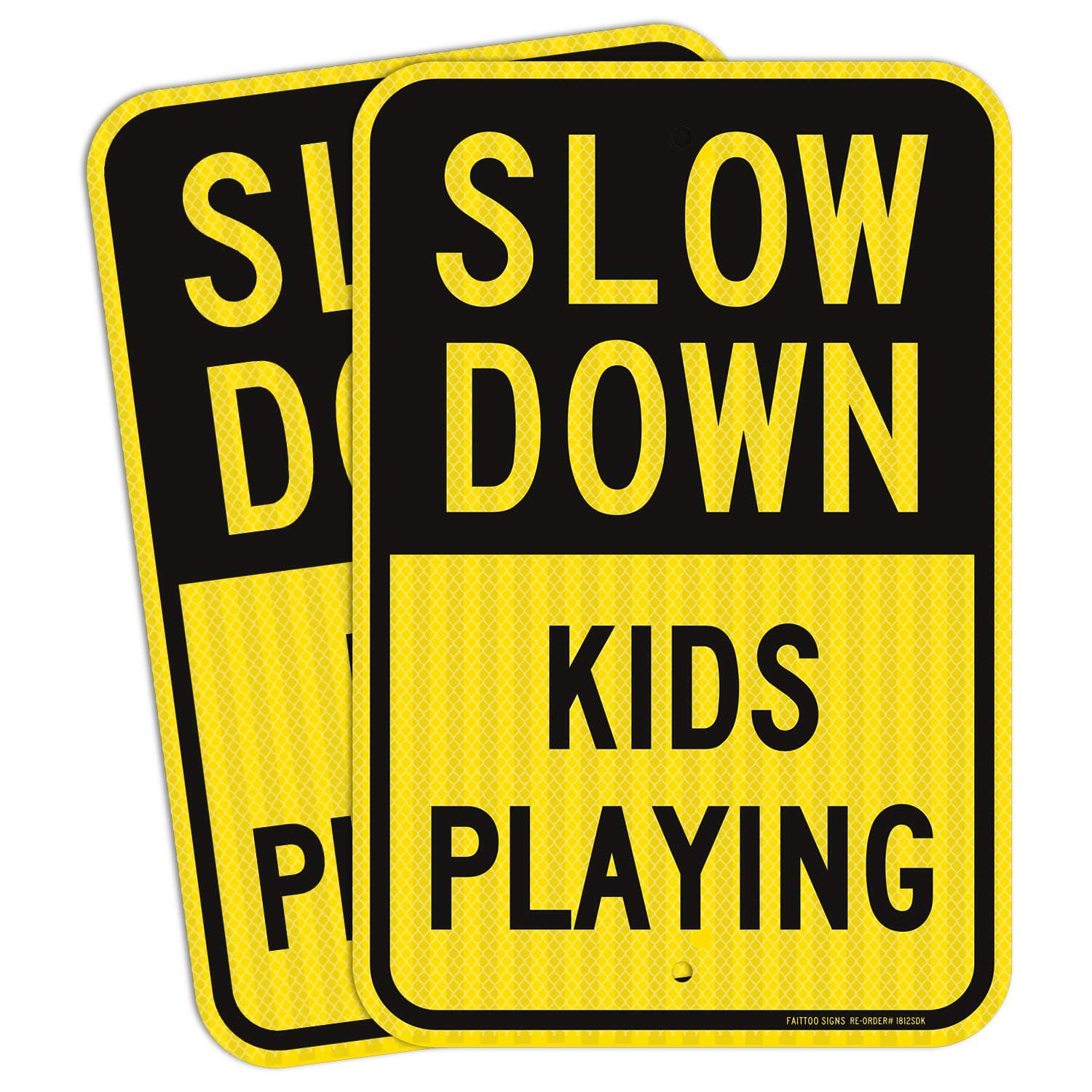 (2 Pack) Slow Down Kids Playing Signs, Slow Down Children Playing Sign, 18 x 12 Inches Engineer Grade Reflective Sheeting Rust Free Aluminum, Weather Resistant, Waterproof, Durable Ink, Easy To Mount
