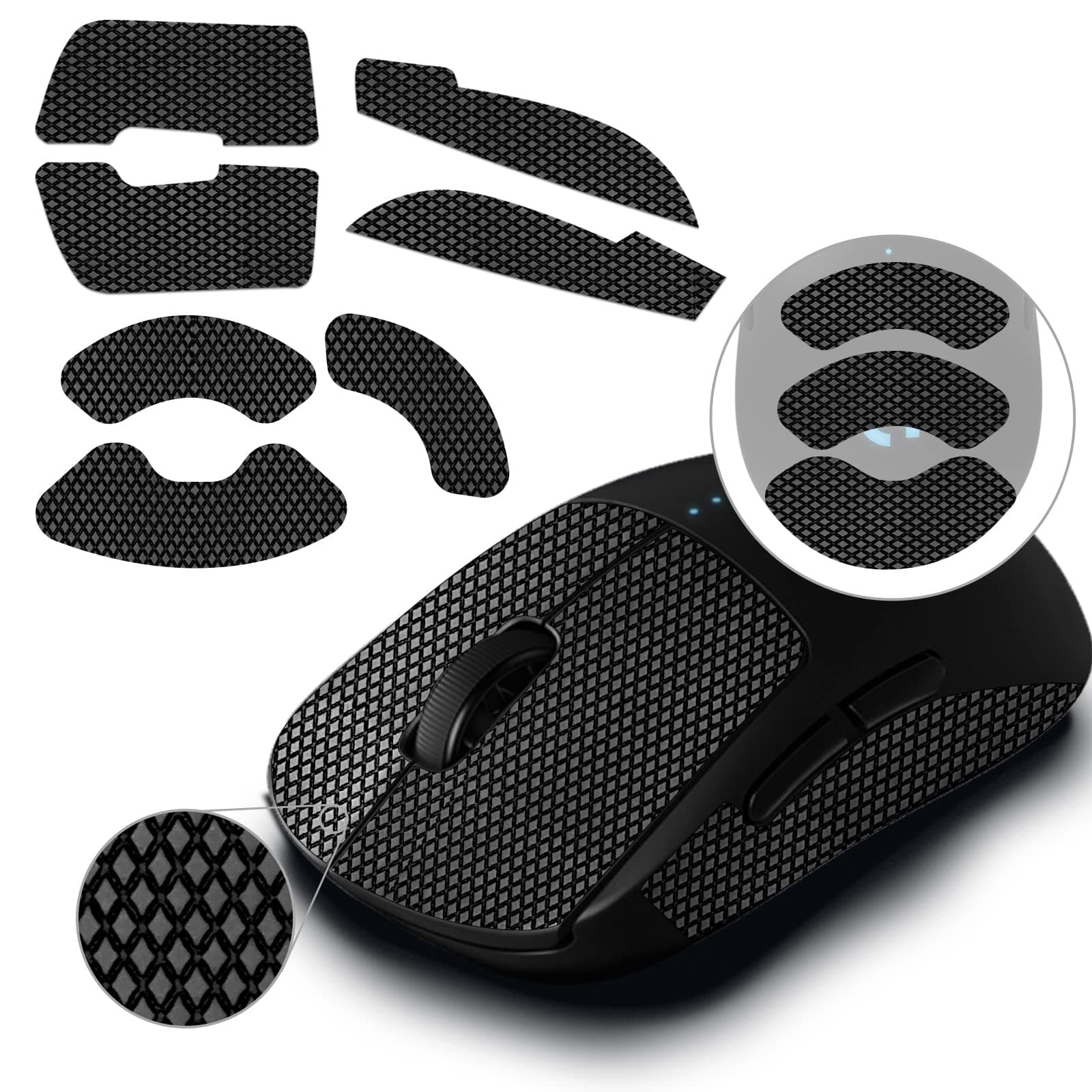 Mouse Anti Slip Grip Tape Compatible with Logitech G PRO Wireless Gaming Mouse, Palm Sweat Absorption, Thin 0.5mm, Cut to Fit, Easy to Apply, Mouse Skin (Black)
