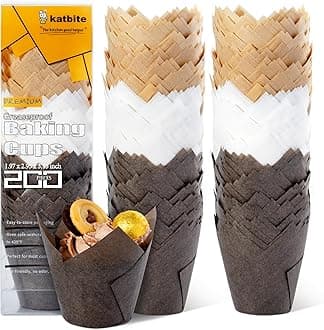 Tulip Cupcake Liners 200PCS, Muffin Baking Cupcake Liners Holders, Baking Cups, Cupcake Wrapper for Party, Wedding, Birthday, Christmas Cupcake Liners with 5 Decorations