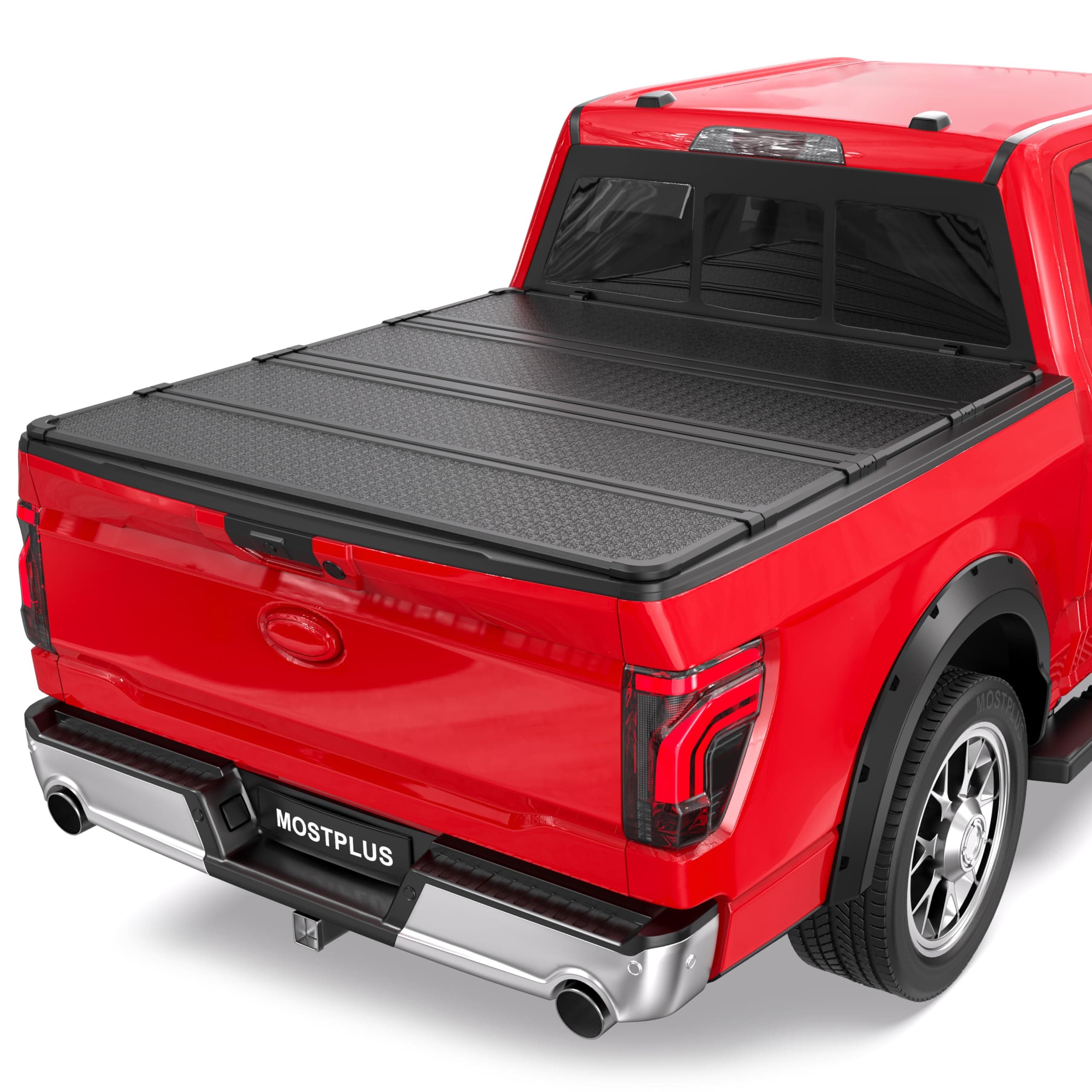 MOSTPLUS 5.5FT Quad Fold Hard Truck Bed Tonneau Cover Compatible with Ford F150 2015-2025 2026 Ford F-150 Bed On Top 4 Fold Aluminum Bed (67Inch)