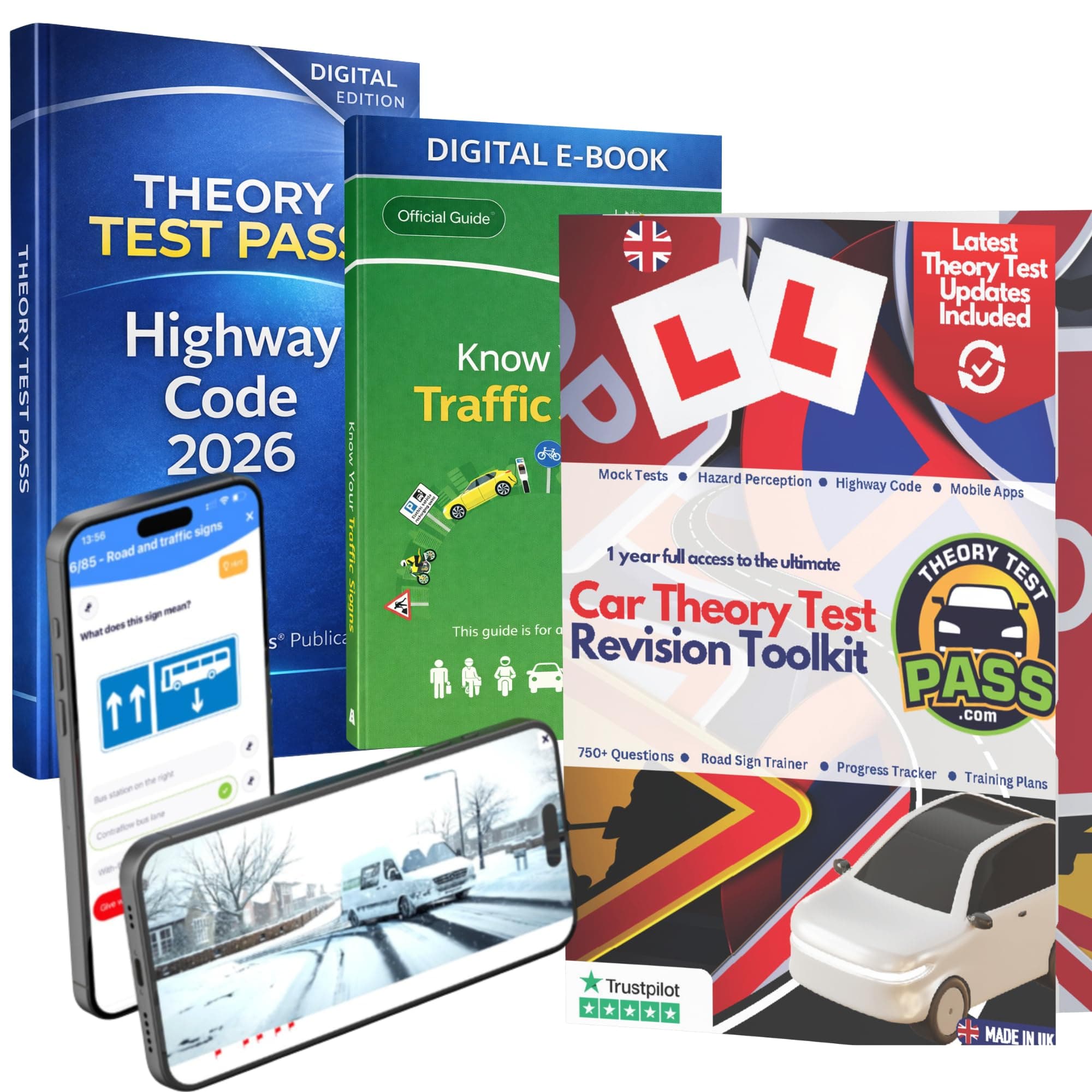 Theory Test Pass UK Driving Theory Test Kit 2026 – UK Driving Theory Test Practice 2026 Online Access – Driving Theory Test for Smartphone and Laptop - Includes Hazard Perception Test - Highway Code